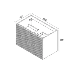Ceramia 80 cm, meuble de salle de bain assemblé, couleur chêne (-4DW80)