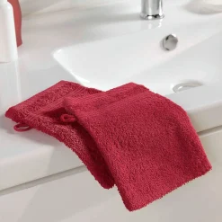 Serviette De Toilette|Douceur D'Intérieur 2 gants de toilette 15 x 21 cm eponge unie tendresse Rubis