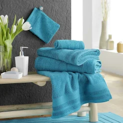 Serviette De Toilette|Douceur D'Intérieur 2 gants de toilette 15 x 21 cm eponge unie tendresse Bleu Paon
