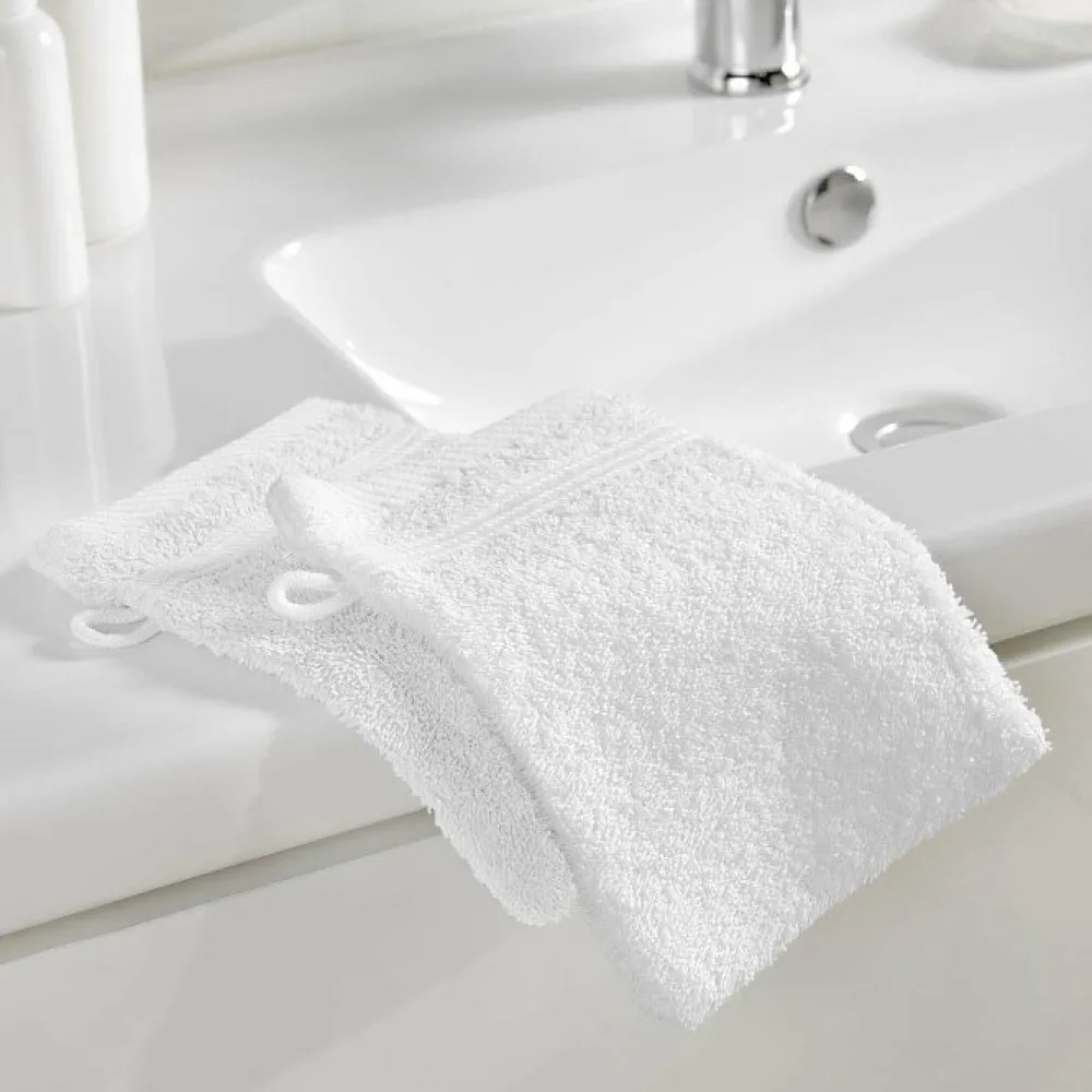 Serviette De Toilette|Douceur D'Intérieur 2 gants de toilette 15 x 21 cm eponge unie tendresse Blanc