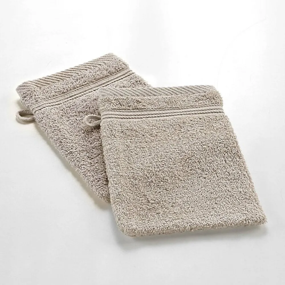 Douceur D'Intérieur 2 gants de toilette 15 x 21 cm eponge unie tendresse Taupe