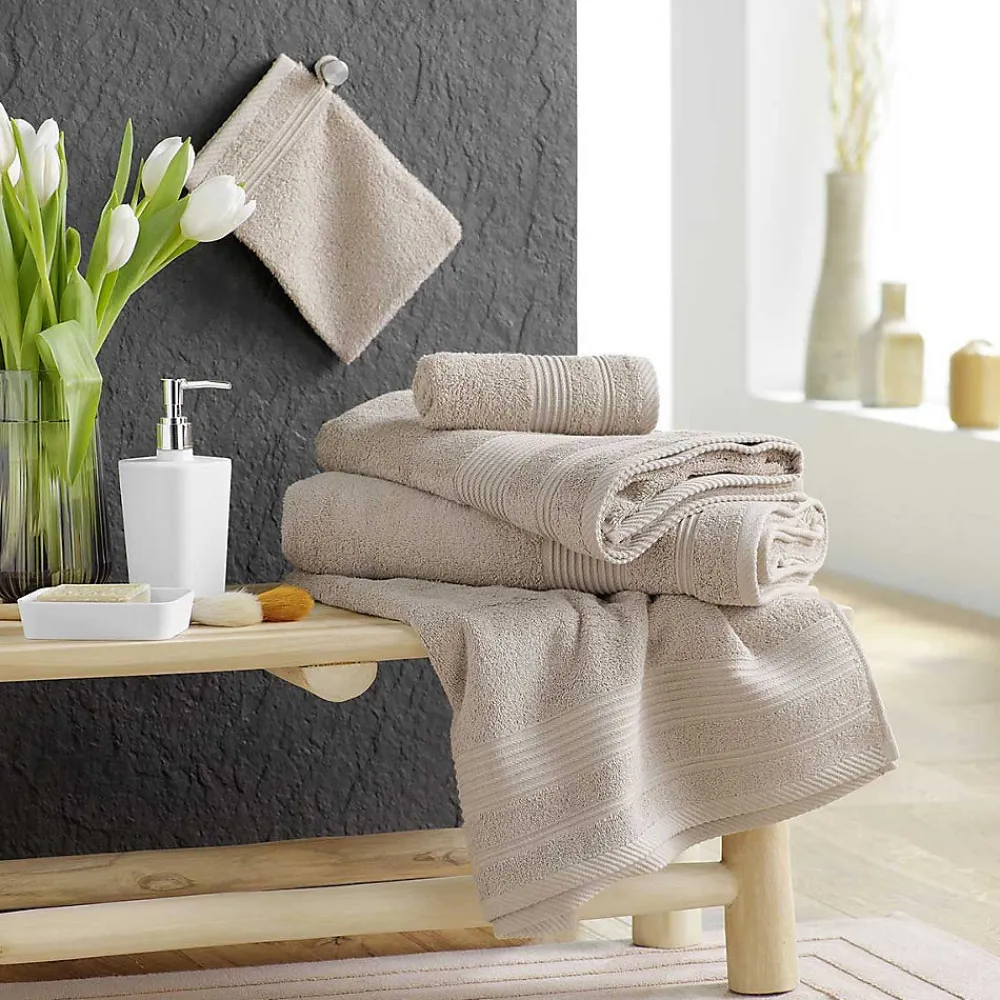 Douceur D'Intérieur 2 gants de toilette 15 x 21 cm eponge unie tendresse Taupe
