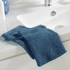 Douceur D'Intérieur 2 gants de toilette 15 x 21 cm eponge unie tendresse Saphir