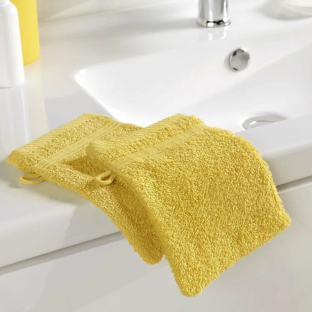 Douceur D'Intérieur 2 gants de toilette 15 x 21 cm eponge unie tendresse Mimosa