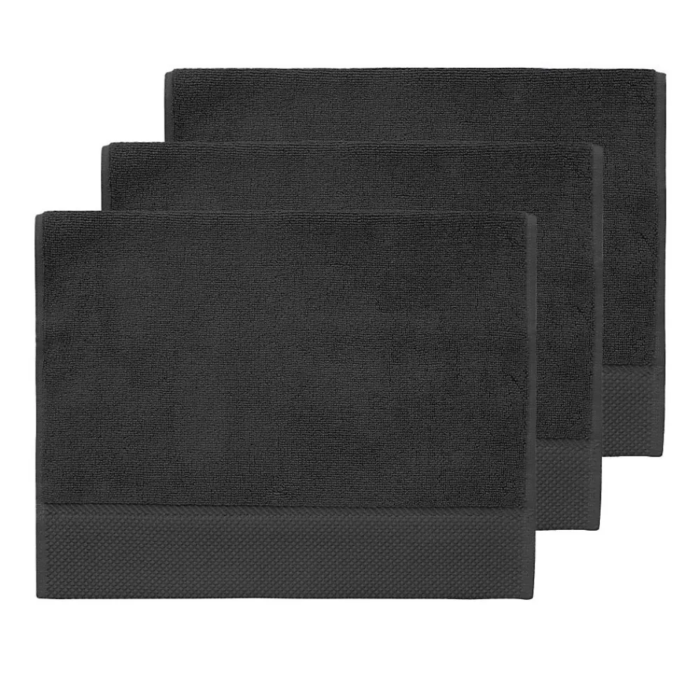 Sensei Maison 3 grandes serviettes invité Zéro Twist 560 g/m² Noir 40x60 cm SENSOFT