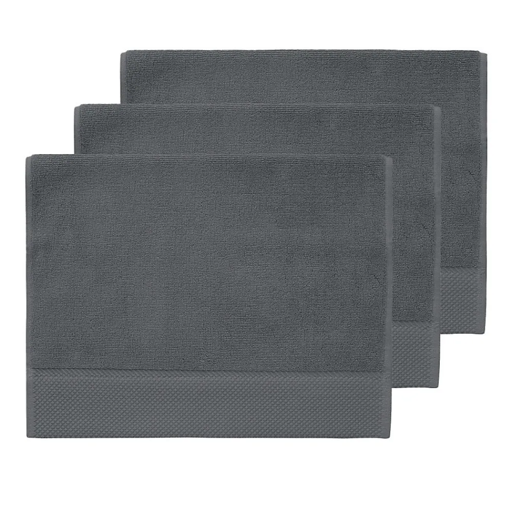 Serviette De Toilette|Sensei Maison 3 grandes serviettes invité Zéro Twist 560 g/m² Ardoise 40x60 cm SENSOFT