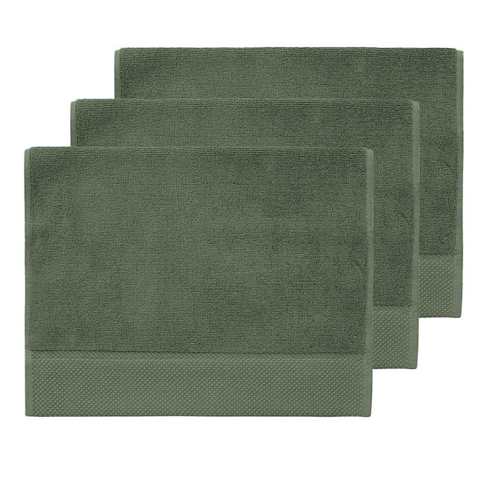 Serviette De Toilette|Sensei Maison 3 grandes serviettes invité Zéro Twist 560 g/m² Eucalyptus 40x60 cm SENSOFT