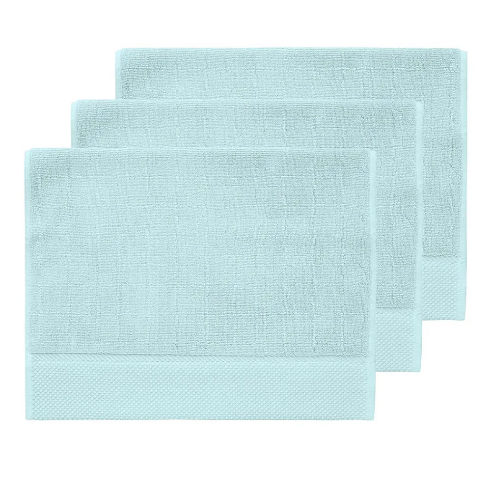 Serviette De Toilette|Sensei Maison 3 grandes serviettes invité Zéro Twist 560 g/m² Bleu Arctic 40x60 cm SENSOFT