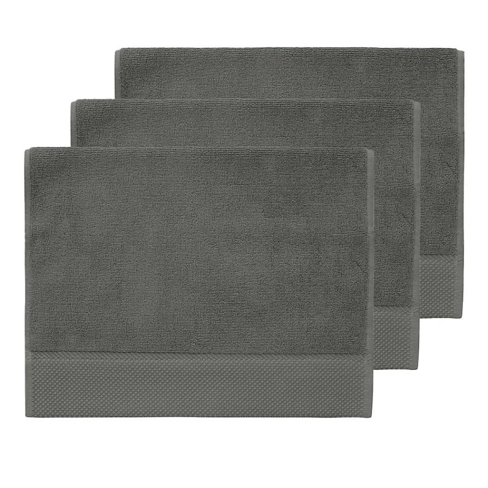 Sensei Maison 3 grandes serviettes invité Zéro Twist 560 g/m² Anthracite 40x60 cm SENSOFT