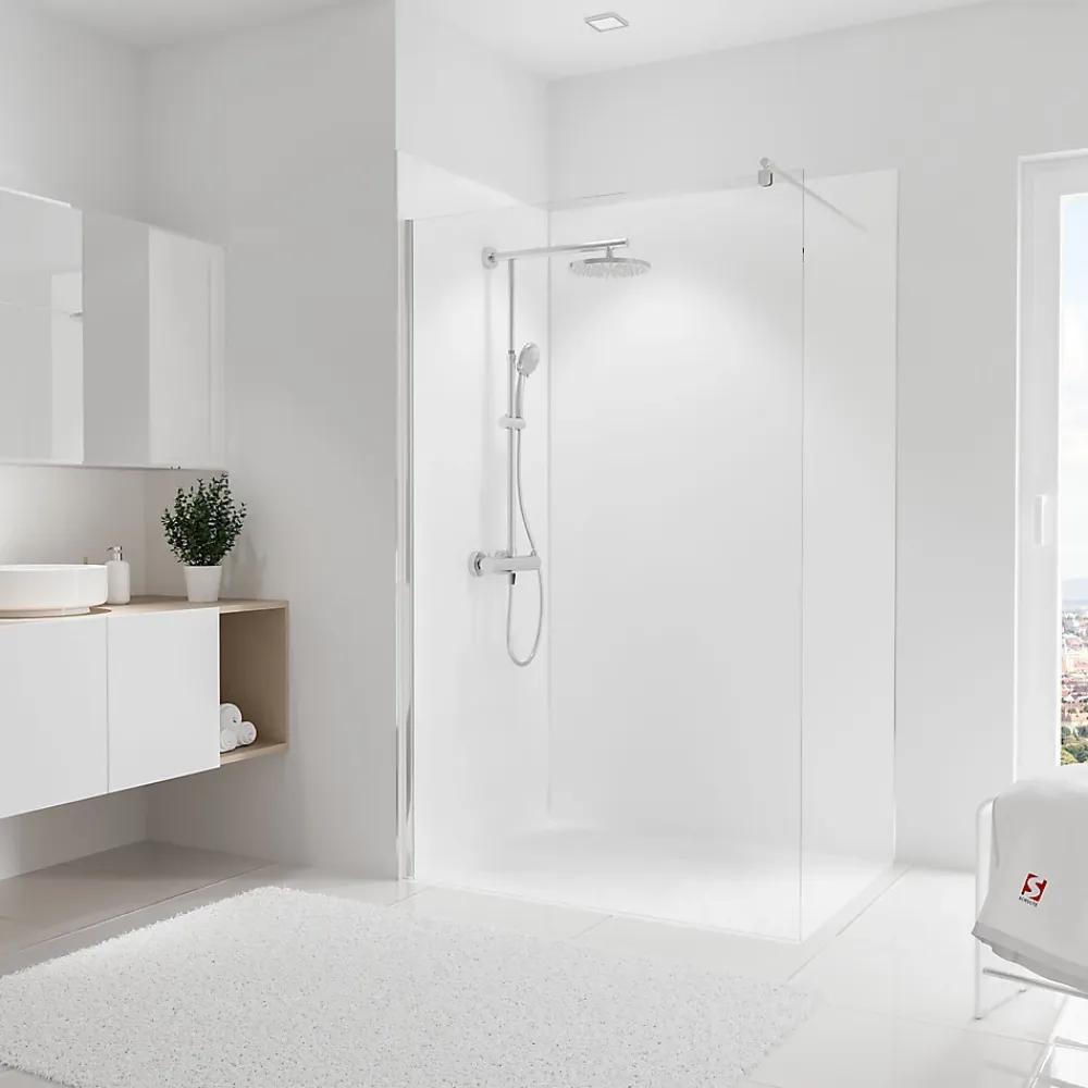 Schulte 2 panneaux muraux de salle de bains l.90+120 x H.210 cm, blanc brillant, DécoDesign