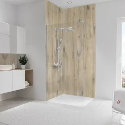 Schulte 2 panneaux muraux de salle de bains l.100 x H.255 cm, effet chêne vieilli, DecoDesign