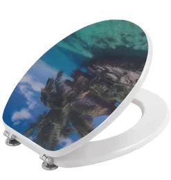 Kiamami Valentina Abattant De Toilette Universel En Mdf Avec Couvercle Décoré D'images Des Caraïbes