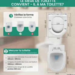 Anycée Max Abattant de WC avec Système d'abaissement Automatique et Bouton-poussoir Mono-touche, en Forme de D, ANYCEE MAX Abattant WC