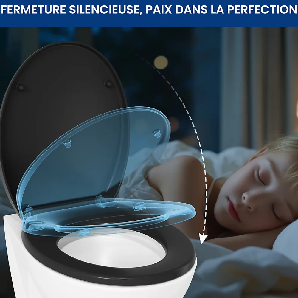 Cecipa Max Abattant de WC avec Système d'abaissement Automatique et Bouton-poussoir Mono-touche, en Forme de O, Abattant WC
