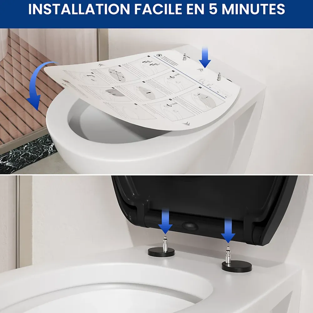 Cecipa Max Abattant de WC avec Système d'abaissement Automatique et Bouton-poussoir Mono-touche, en Forme de O, Abattant WC