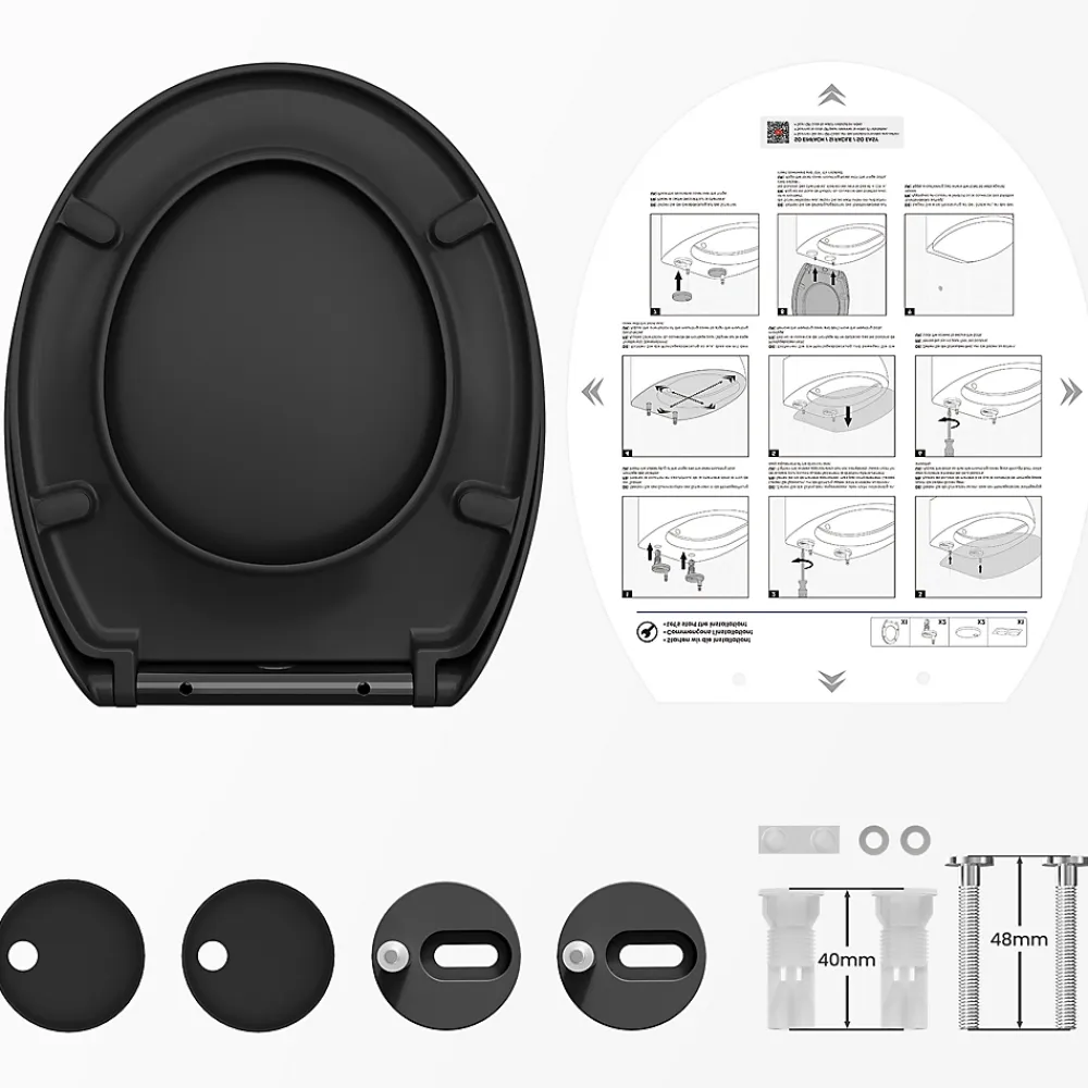 Cecipa Max Abattant de WC avec Système d'abaissement Automatique et Bouton-poussoir Mono-touche, en Forme de O, Abattant WC