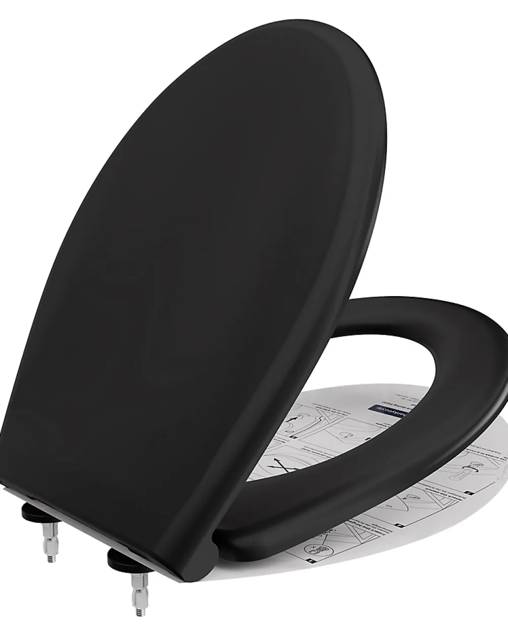 Anycée Max Abattant de WC avec Système d'abaissement Automatique, ANYCEE MAX Couvercle de Toilette en Duroplast, en Forme O, Noir