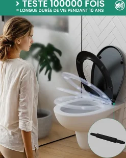 Anycée Max Abattant de WC avec Système d'abaissement Automatique, ANYCEE MAX Couvercle de Toilette en Duroplast, en Forme O, Noir