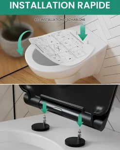 Anycée Max Abattant de WC avec Système d'abaissement Automatique, ANYCEE MAX Couvercle de Toilette en Duroplast, en Forme O, Noir