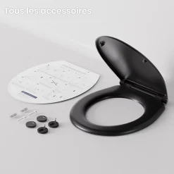 Anycée Max Abattant de WC avec Système d'abaissement Automatique, ANYCEE MAX Couvercle de Toilette en Duroplast, en Forme O, Noir