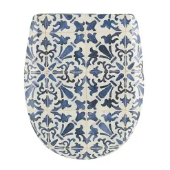 Olfa Abattant easy clip avec descente assistée au style azuleros (49.5x38 cm - Bleu azur)