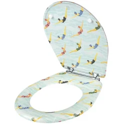 Abattant Wc|Olfa Abattant wood slim double déclipsable "Les Nageuses" (48x36.5 cm - Blanc)