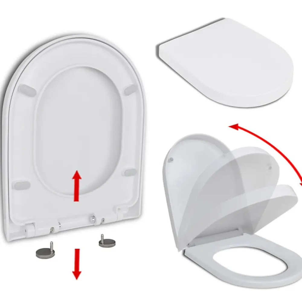 Vidaxl Abattant WC à fermeture en douceur Libération rapide Carré