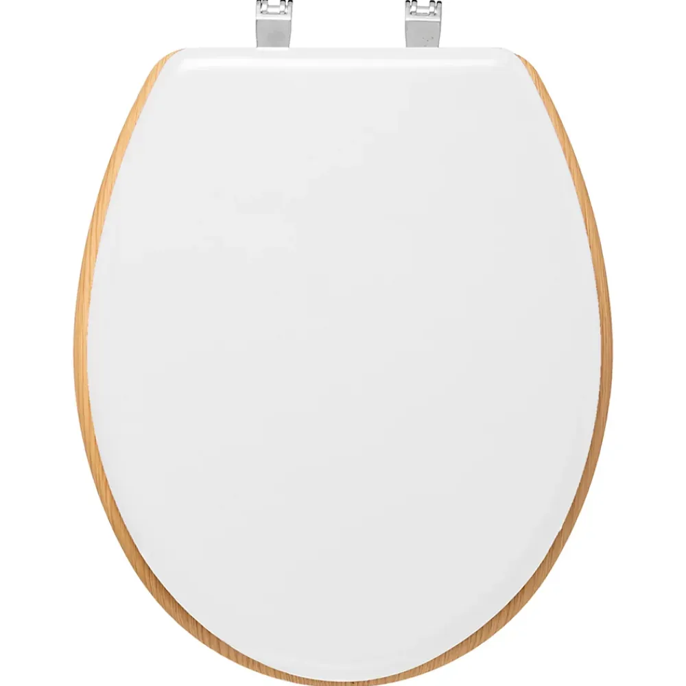 5Five Abattant WC à fermeture silencieuse blanc et aspect bois, Modern