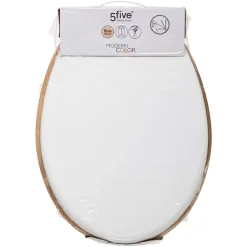 5Five Abattant WC à fermeture silencieuse blanc et aspect bois, Modern
