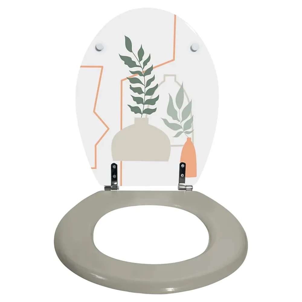 MSV Abattant WC à motif style bohème abstrait, vert et terracotta, Kenzi