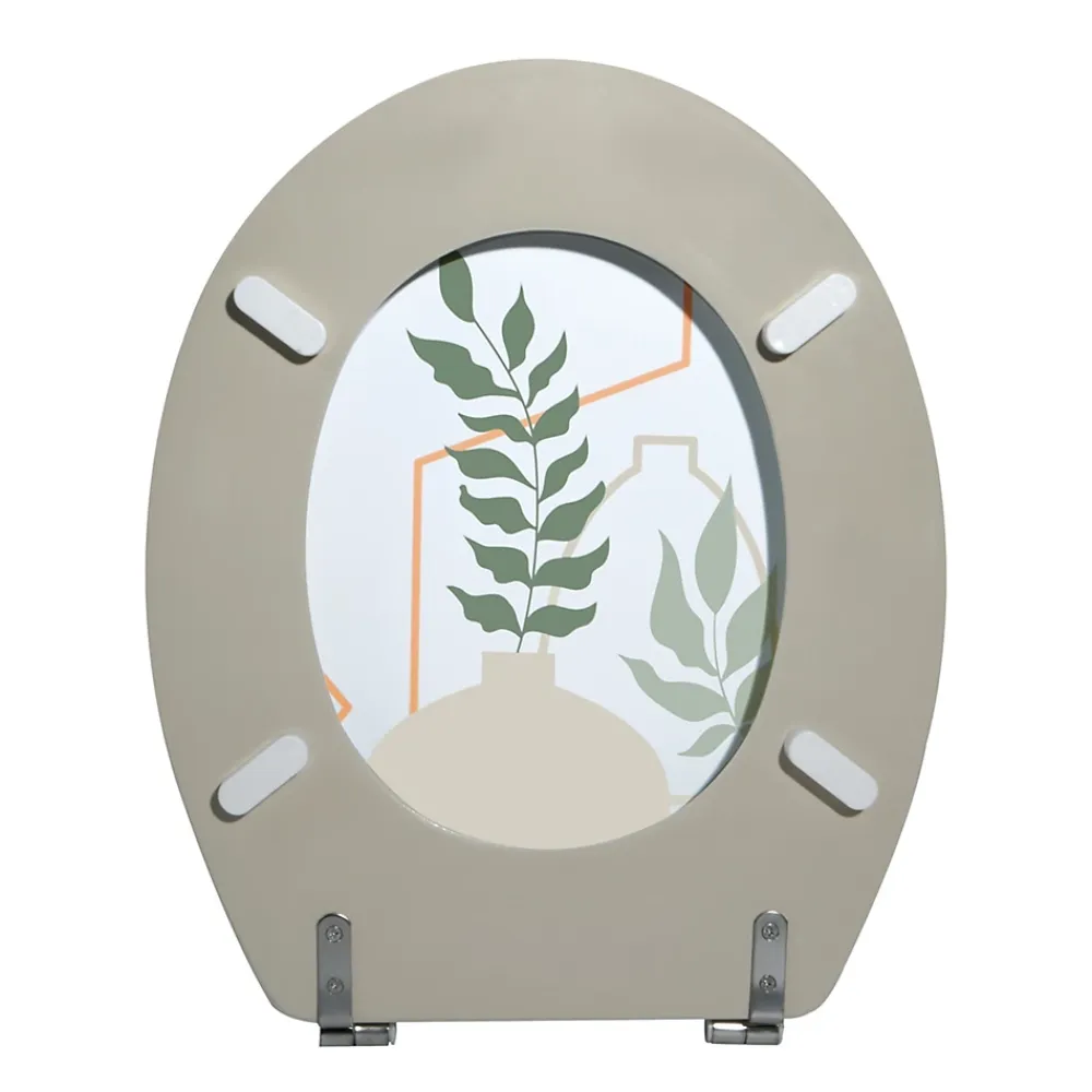 MSV Abattant WC à motif style bohème abstrait, vert et terracotta, Kenzi