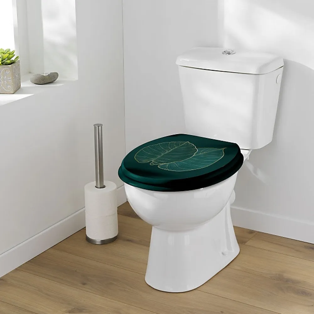 Abattant Wc|Douceur D'Intérieur Abattant WC 37.5 x 46 cm en MDF imprimé Jade