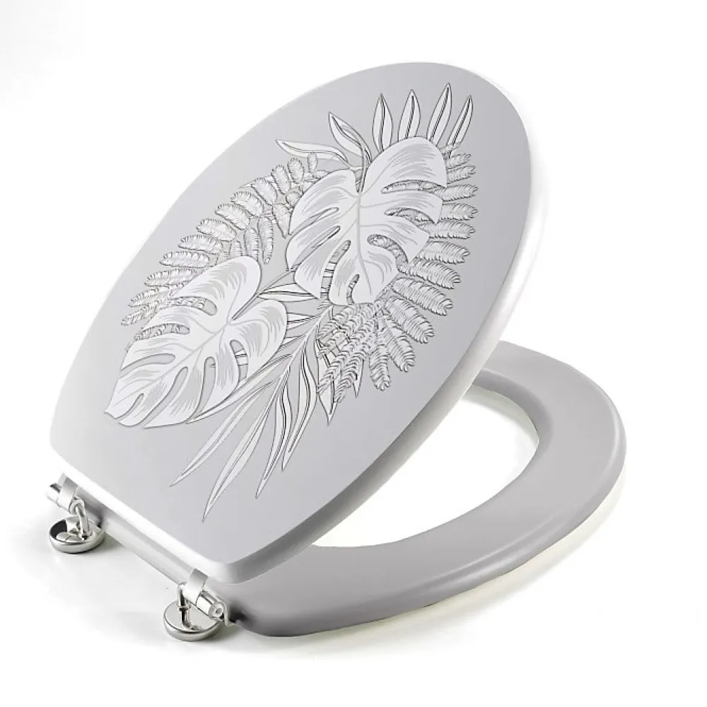 Douceur D'Intérieur Abattant wc aux impressions tropicales (37x47 cm - Gris)