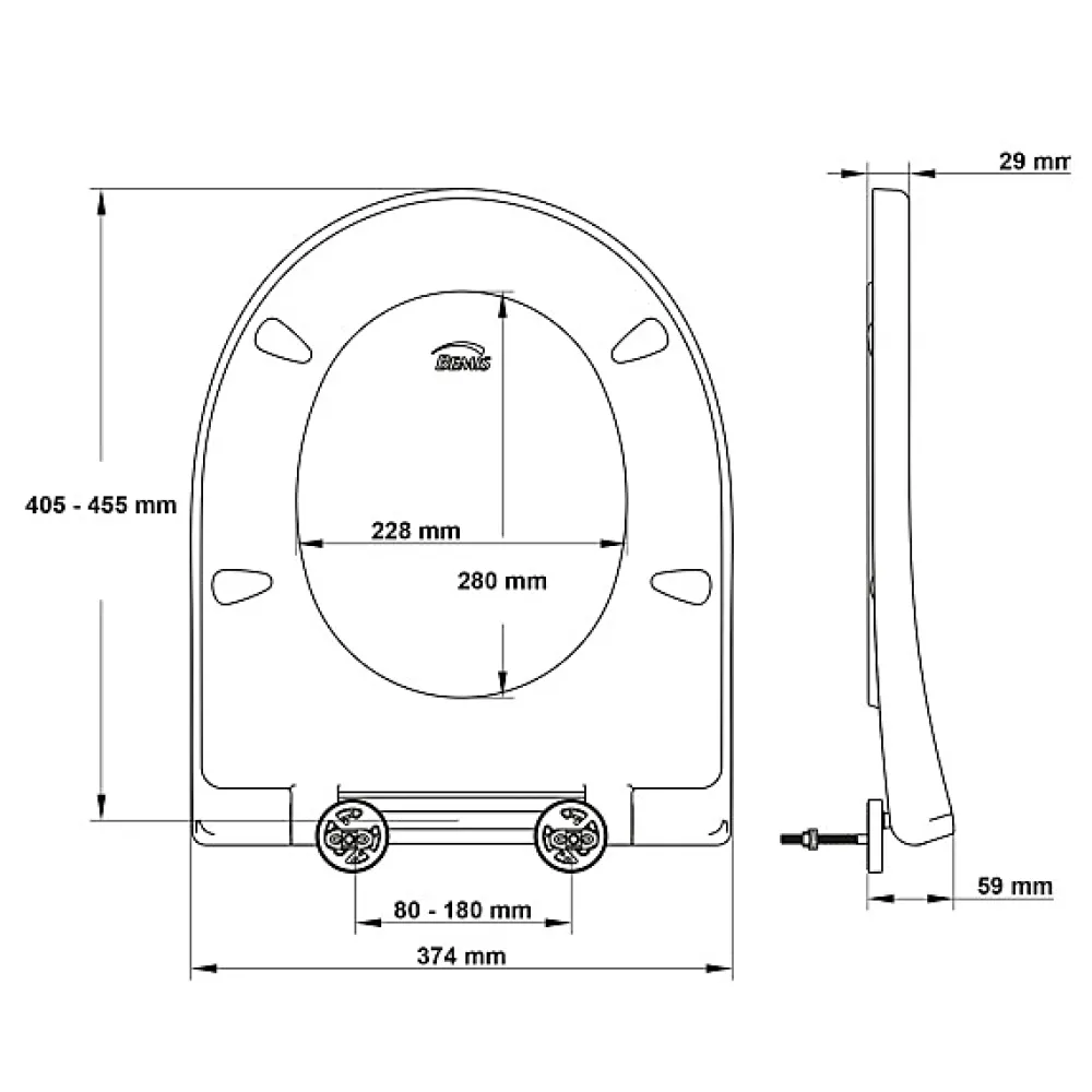 Bemis Abattant WC blanc brillant D-Shape