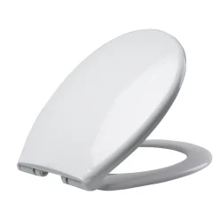 Planète Bain Abattant WC blanc de forme ovale en Polypropylène avec fermeture ralentie, réglable et déclipsable - NF - Océan