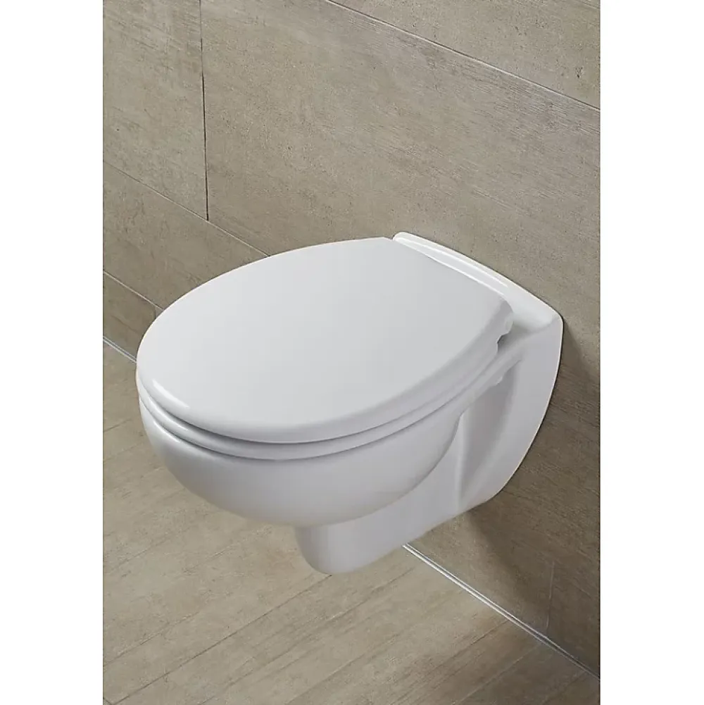 Planète Bain Abattant WC blanc de forme ovale en Polypropylène avec fermeture ralentie, réglable et déclipsable - NF - Océan