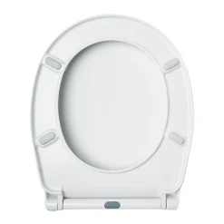 Planète Bain Abattant WC blanc de forme ovale en duroplast antibactérien avec fermeture ralentie, réglable et déclipsable - Melodi