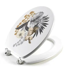 Douceur D'Intérieur Abattant wc charnieres metal 37.5 x 46 cm mdf imprime kelly Blanc