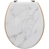 Abattant Wc|5Five Abattant WC coloris effet marbre blanc et lunette effet bois à fermeture standard, Léa