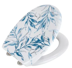 Abattant Wc| Abattant WC déclipsable imprimé fleurs bleues avec frein de chute Catala