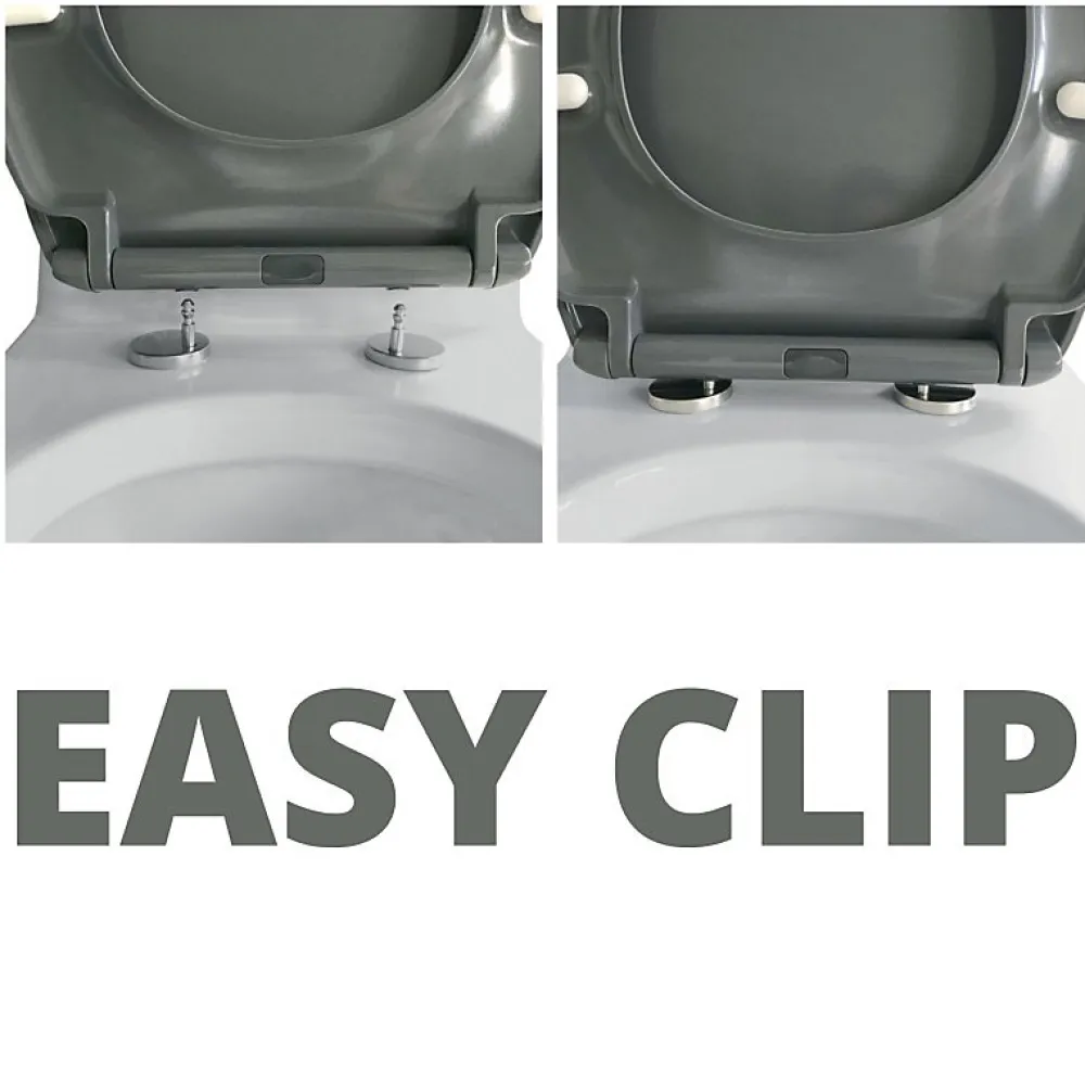 Spirella Abattant wc EASY CLIP Thermo Dur Gris Charnières Inox