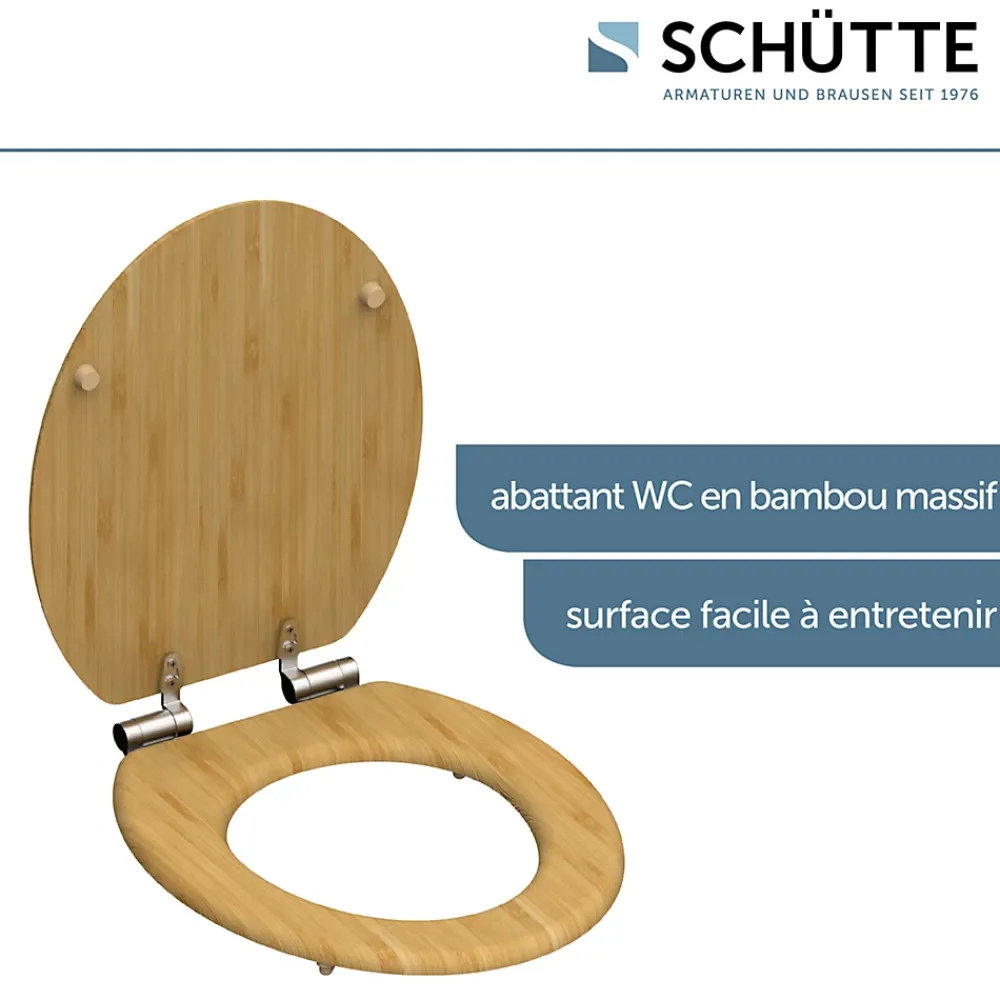 Abattant Wc|Schütte Abattant WC en Bambou massif BAMBOO avec frein de chute