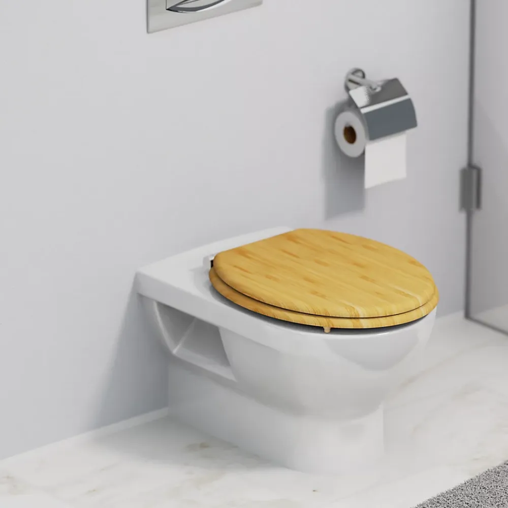 Abattant Wc|Schütte Abattant WC en Bambou massif BAMBOO avec frein de chute