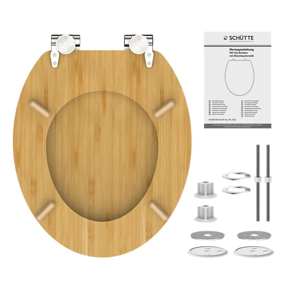 Abattant Wc|Schütte Abattant WC en Bambou massif BAMBOO avec frein de chute