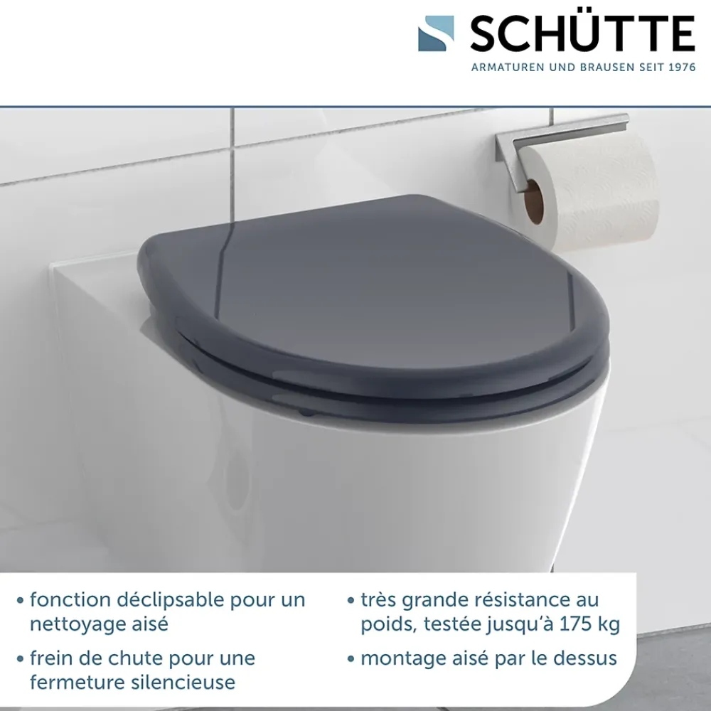 Abattant Wc|Schütte Abattant WC en duroplast ANTHRAZIT avec frein de chute Anthracite