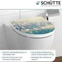 Abattant Wc|Schütte Abattant WC en duroplast gloss MAGIC LIGHT avec frein de chute Turquoise