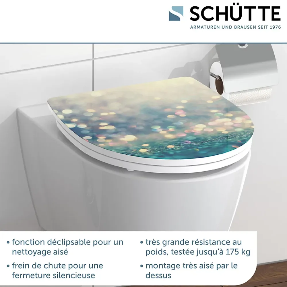 Abattant Wc|Schütte Abattant WC en duroplast gloss MAGIC LIGHT avec frein de chute Turquoise