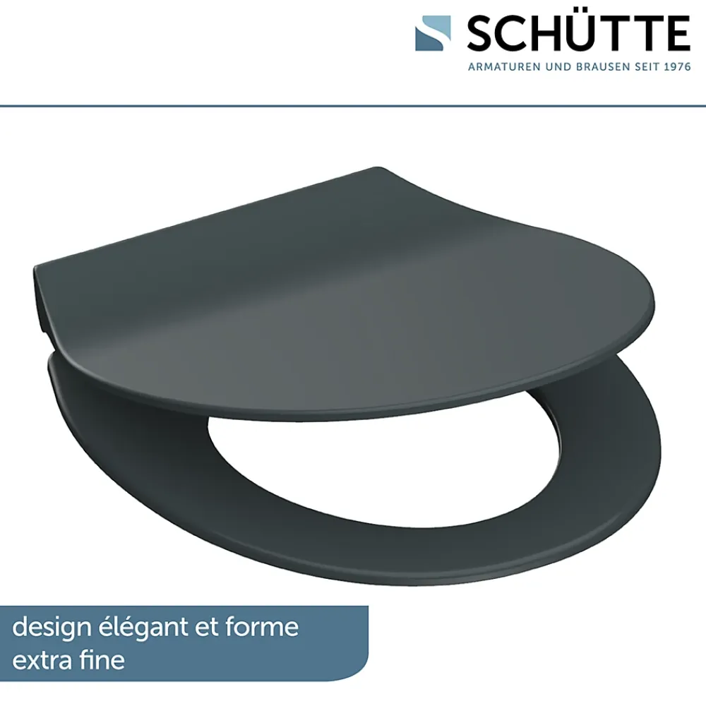 Abattant Wc|Schütte Abattant WC extra fin en duroplast SLIM avec frein de chute Anthracite