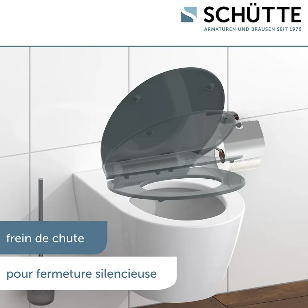 Abattant Wc|Schütte Abattant WC extra fin en duroplast SLIM avec frein de chute Anthracite