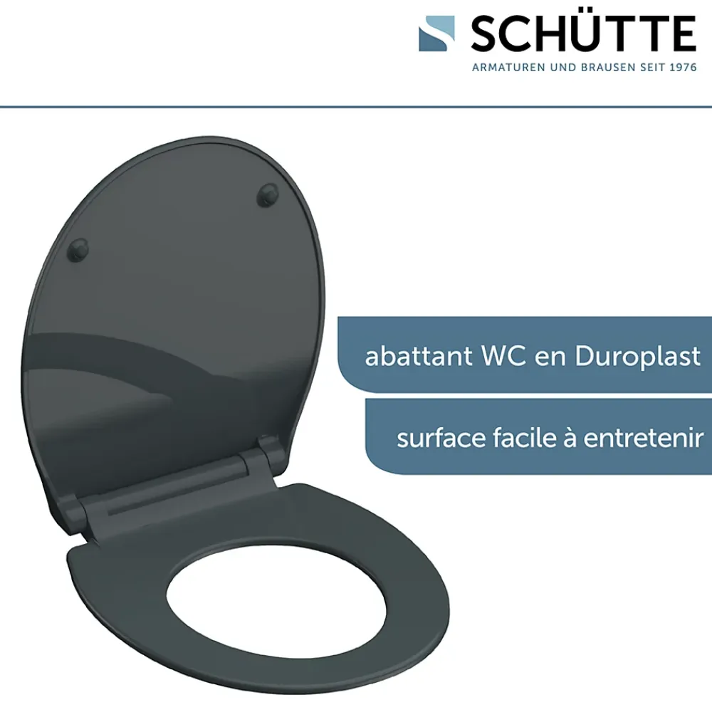 Abattant Wc|Schütte Abattant WC extra fin en duroplast SLIM avec frein de chute Anthracite